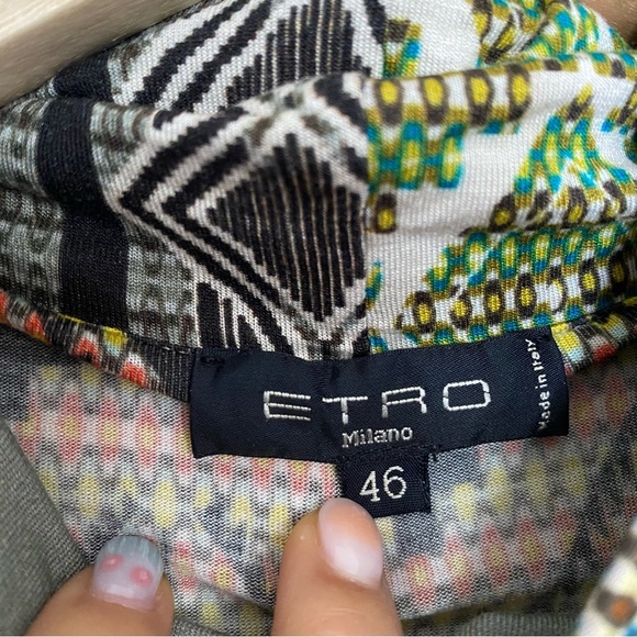 ETRO patchwork print turtleneck long sleeve top - Picture 2 of 6